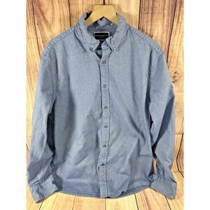 Charles Tyrwhitt Shirt Mens XL Blue Geometric Long Sleeve Button Down X-Large